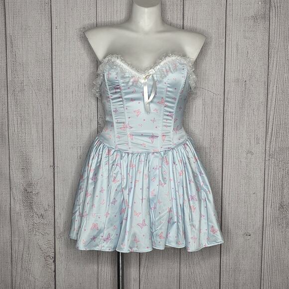 Sugar Thrillz Dresses & Skirts - Sugar Thrillz Dolls Kill Sky Love Surrounds Me Corset Dress L Butterfly Coquette